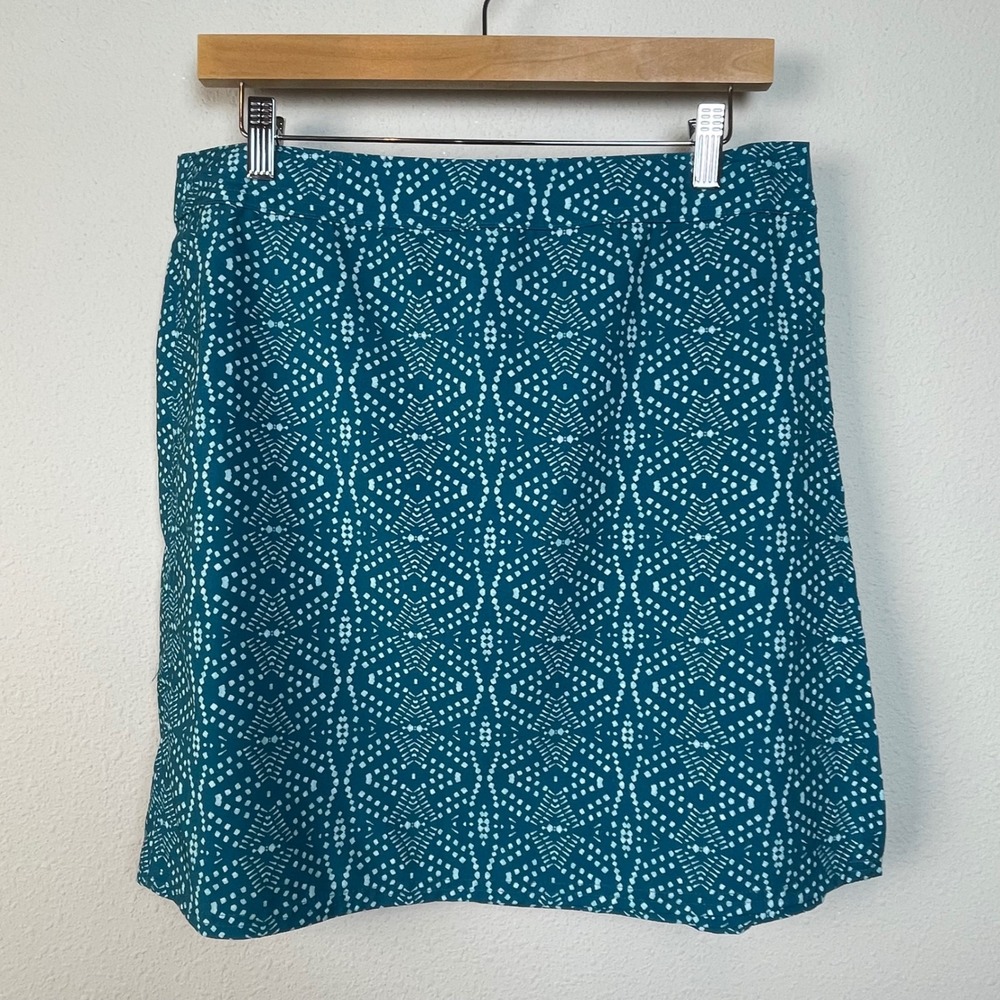 RipSkirt Women's Teal Diamond Pattern Skirt Large Knee Length Resort Casual